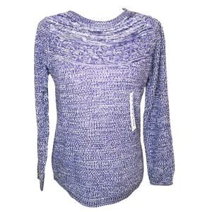 Croft & Barrow Purple Tri Color Marled Multi Knit Pullover Sweater NWT